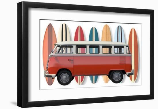 Surfer Van-Edward M. Fielding-Framed Art Print