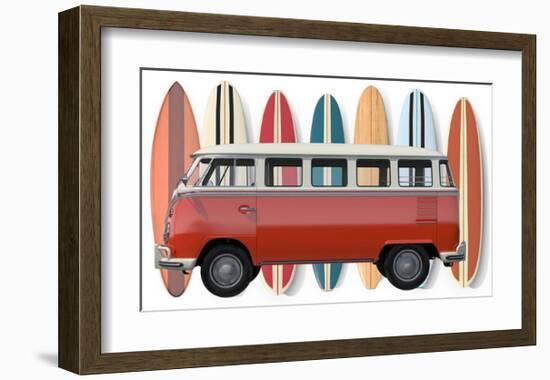 Surfer Van-Edward M. Fielding-Framed Art Print