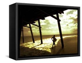 Surfer Walking along Tide-Jan Lakey-Framed Stretched Canvas