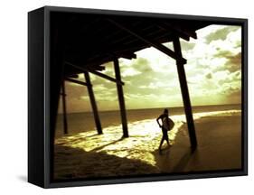 Surfer Walking along Tide-Jan Lakey-Framed Stretched Canvas