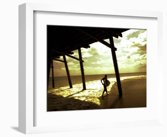 Surfer Walking along Tide-Jan Lakey-Framed Photographic Print