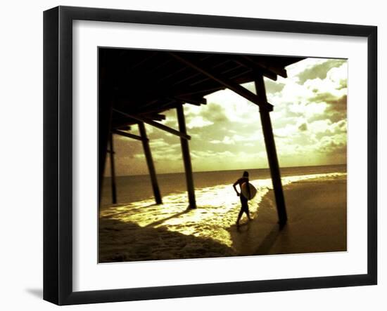 Surfer Walking along Tide-Jan Lakey-Framed Premium Photographic Print