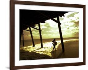 Surfer Walking along Tide-Jan Lakey-Framed Photographic Print