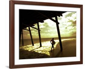 Surfer Walking along Tide-Jan Lakey-Framed Photographic Print