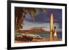 Surfer with Diamond Head-null-Framed Premium Giclee Print