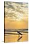 Surfer with Long Board at Sunset on Popular Playa Guiones Surf Beach-Rob Francis-Stretched Canvas