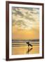 Surfer with Long Board at Sunset on Popular Playa Guiones Surf Beach-Rob Francis-Framed Photographic Print