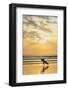 Surfer with Long Board at Sunset on Popular Playa Guiones Surf Beach-Rob Francis-Framed Photographic Print