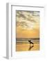 Surfer with Long Board at Sunset on Popular Playa Guiones Surf Beach-Rob Francis-Framed Photographic Print