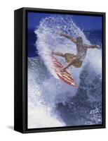 Surfer with Red Board-null-Framed Stretched Canvas