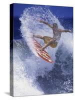 Surfer with Red Board-null-Stretched Canvas