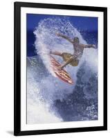 Surfer with Red Board-null-Framed Photographic Print