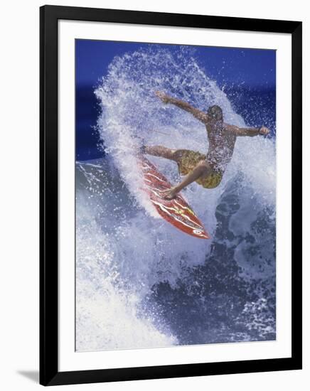 Surfer with Red Board-null-Framed Photographic Print