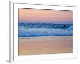 Surfers at Dusk, Gold Coast, Queensland, Australia-David Wall-Framed Photographic Print