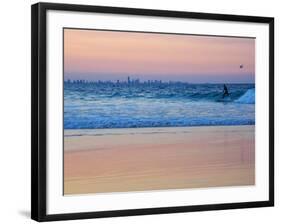 Surfers at Dusk, Gold Coast, Queensland, Australia-David Wall-Framed Photographic Print