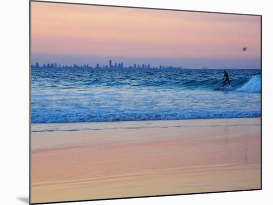 Surfers at Dusk, Gold Coast, Queensland, Australia-David Wall-Mounted Photographic Print