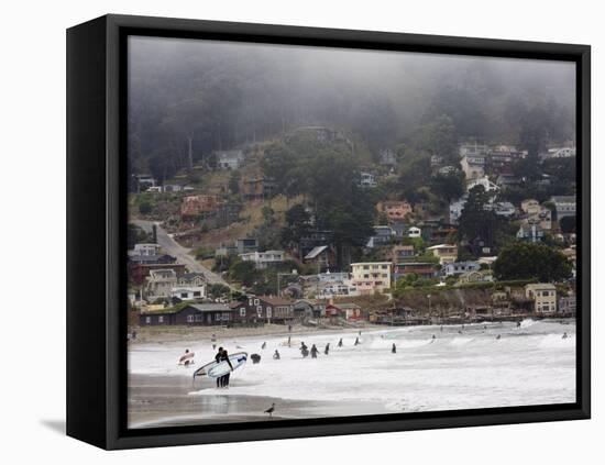 Surfers at Linda Mar Beach, Pacifica, California, United States of America, North America-Levy Yadid-Framed Stretched Canvas