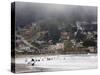 Surfers at Linda Mar Beach, Pacifica, California, United States of America, North America-Levy Yadid-Stretched Canvas