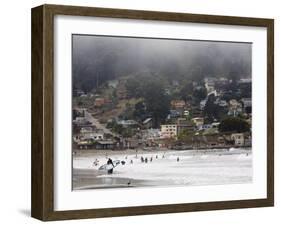 Surfers at Linda Mar Beach, Pacifica, California, United States of America, North America-Levy Yadid-Framed Photographic Print