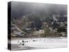 Surfers at Linda Mar Beach, Pacifica, California, United States of America, North America-Levy Yadid-Stretched Canvas