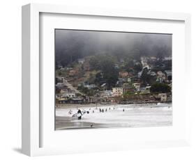 Surfers at Linda Mar Beach, Pacifica, California, United States of America, North America-Levy Yadid-Framed Photographic Print