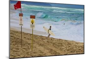 Surfers at Sunset Beach, Oahu, Hawaii, USA-Charles Crust-Mounted Photographic Print