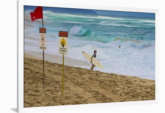 Surfers at Sunset Beach, Oahu, Hawaii, USA-Charles Crust-Framed Photographic Print