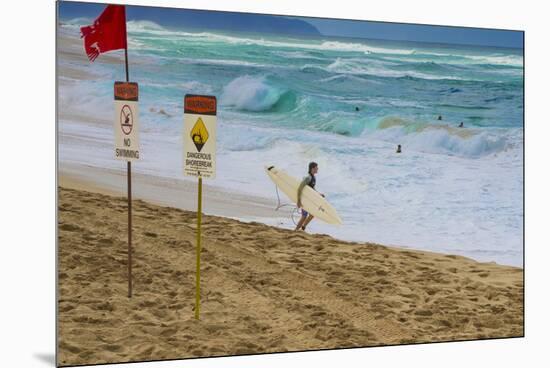 Surfers at Sunset Beach, Oahu, Hawaii, USA-Charles Crust-Mounted Premium Photographic Print