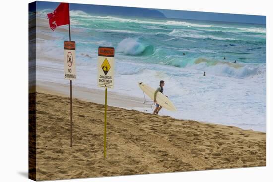 Surfers at Sunset Beach, Oahu, Hawaii, USA-Charles Crust-Stretched Canvas