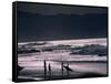 Surfers at Sunset, Ehukai, Oahu, Hawaii-Bill Romerhaus-Framed Stretched Canvas