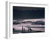 Surfers at Sunset, Ehukai, Oahu, Hawaii-Bill Romerhaus-Framed Premium Photographic Print