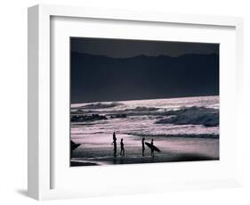 Surfers at Sunset, Ehukai, Oahu, Hawaii-Bill Romerhaus-Framed Photographic Print