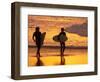 Surfers at Sunset, Gold Coast, Queensland, Australia-David Wall-Framed Photographic Print