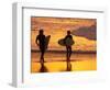 Surfers at Sunset, Gold Coast, Queensland, Australia-David Wall-Framed Photographic Print