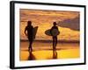 Surfers at Sunset, Gold Coast, Queensland, Australia-David Wall-Framed Photographic Print