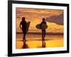 Surfers at Sunset, Gold Coast, Queensland, Australia-David Wall-Framed Photographic Print