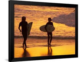 Surfers at Sunset, Gold Coast, Queensland, Australia-David Wall-Framed Photographic Print