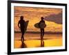 Surfers at Sunset, Gold Coast, Queensland, Australia-David Wall-Framed Photographic Print