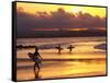 Surfers at Sunset, Gold Coast, Queensland, Australia-David Wall-Framed Stretched Canvas