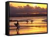 Surfers at Sunset, Gold Coast, Queensland, Australia-David Wall-Framed Stretched Canvas