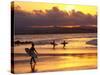 Surfers at Sunset, Gold Coast, Queensland, Australia-David Wall-Stretched Canvas