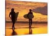 Surfers at Sunset, Gold Coast, Queensland, Australia-David Wall-Stretched Canvas