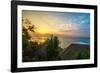 Surfers at sunset in Bali with straw roofed huts, Indonesia, Southeast Asia, Asia-Tyler Lillico-Framed Photographic Print