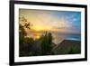 Surfers at sunset in Bali with straw roofed huts, Indonesia, Southeast Asia, Asia-Tyler Lillico-Framed Photographic Print