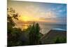 Surfers at sunset in Bali with straw roofed huts, Indonesia, Southeast Asia, Asia-Tyler Lillico-Mounted Photographic Print