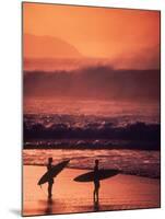 Surfers at Sunset, Oahu, Hawaii-Bill Romerhaus-Mounted Premium Photographic Print