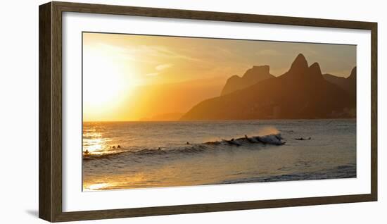 Surfers at Sunset on Ipanema Beach, Rio De Janeiro, Brazil-null-Framed Photographic Print