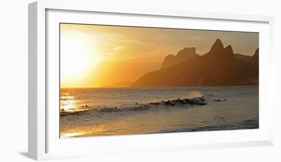 Surfers at Sunset on Ipanema Beach, Rio De Janeiro, Brazil-null-Framed Photographic Print