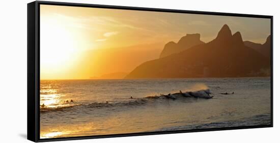 Surfers at Sunset on Ipanema Beach, Rio De Janeiro, Brazil-null-Framed Stretched Canvas
