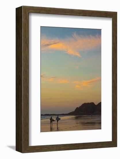 Surfers at Sunset on Playa Guiones Surf Beach-Rob Francis-Framed Photographic Print